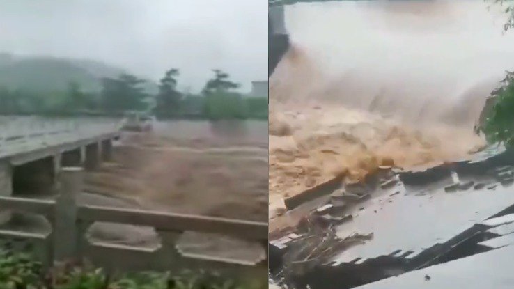 河北邯郸因特大暴雨来袭受灾。(图片来源:视频截图)