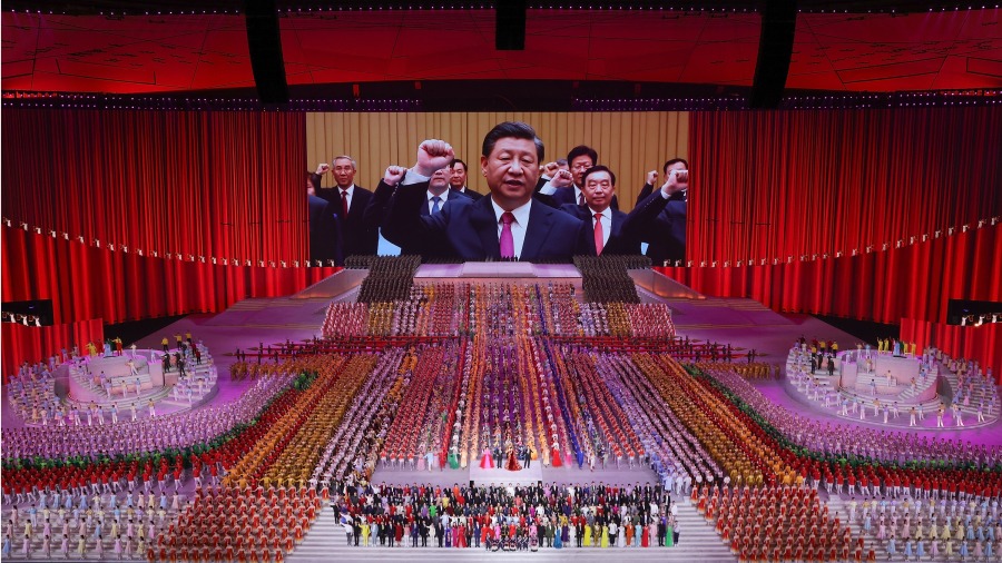 2021年6月28日,北京庆祝中共成立100周年庆祝演出。(图片来源:Lintao Zhang/Getty Images)