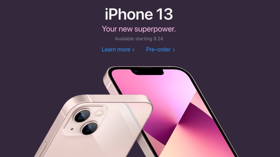2021年9月14日，苹果手机在年度发布会上公布了最新iPhone13的四个新机型（图片来源：苹果官网）