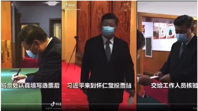 六中全会在即,“习江胡”党媒头条同露脸,显示了中共政局波诡云谲。图为习近平投票。