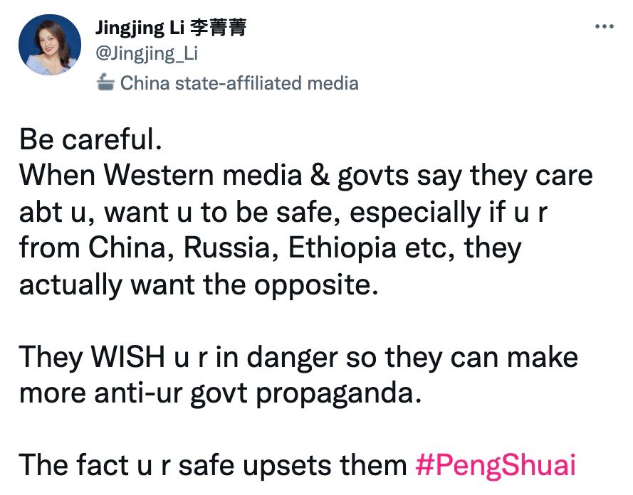 中共官方还采取另外的宣传策略,包括质疑动机、推动反叙事与煽动对立。(图片来源:推特截图)