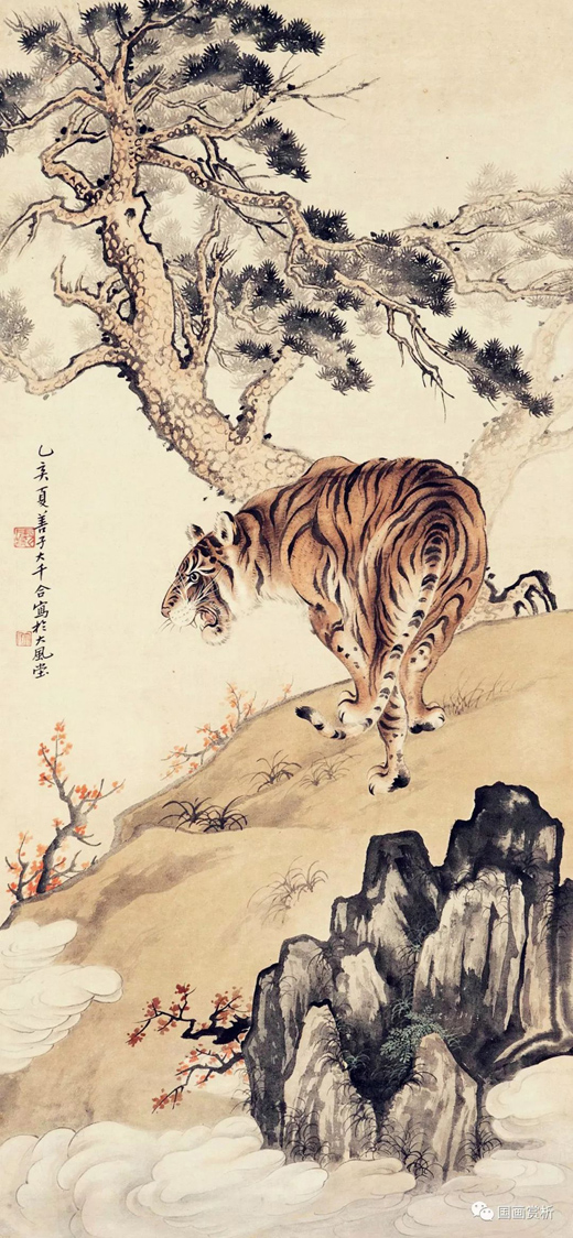 在中国几千年的历史发展过程中,老虎具有着勇猛威望的形象,常常与龙并称,如“云从龙,风从虎”的说法。(图:张大千/公有领域)