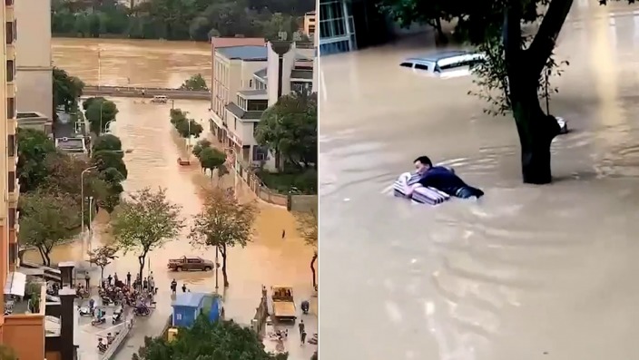 暴雨来袭  全国65条河呈超警洪水  福建已酿3死 (图)