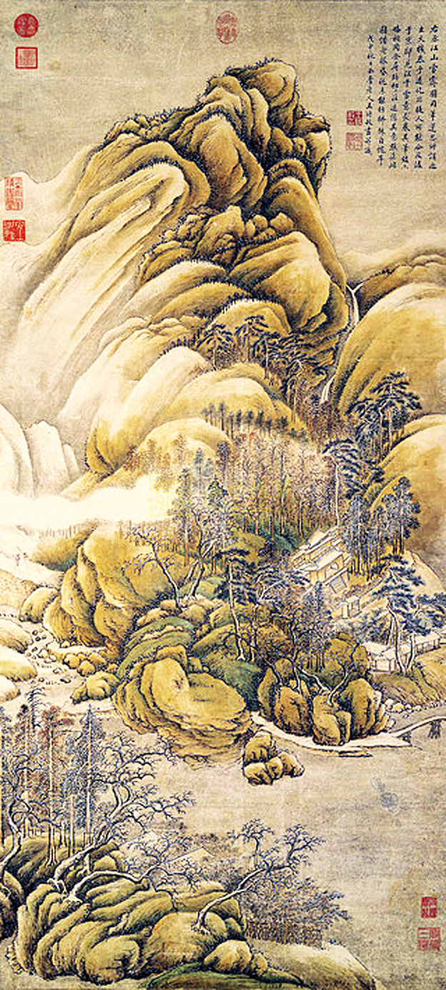 王时敏《仿王维江山雪霁》(公有领域)