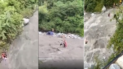 四川彭州一河道突发山洪  疑多人被冲走 (图/视频)