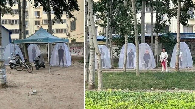 大陆流传 “ 原地封印 ” 的图片组合,引发网友热议。(图片来源:网络图片)