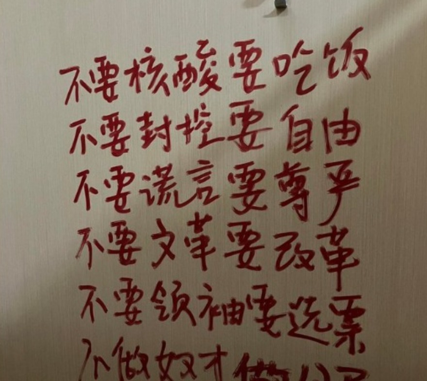 网传大陆某地公共厕所内的标语。(图片来源:网路截图)