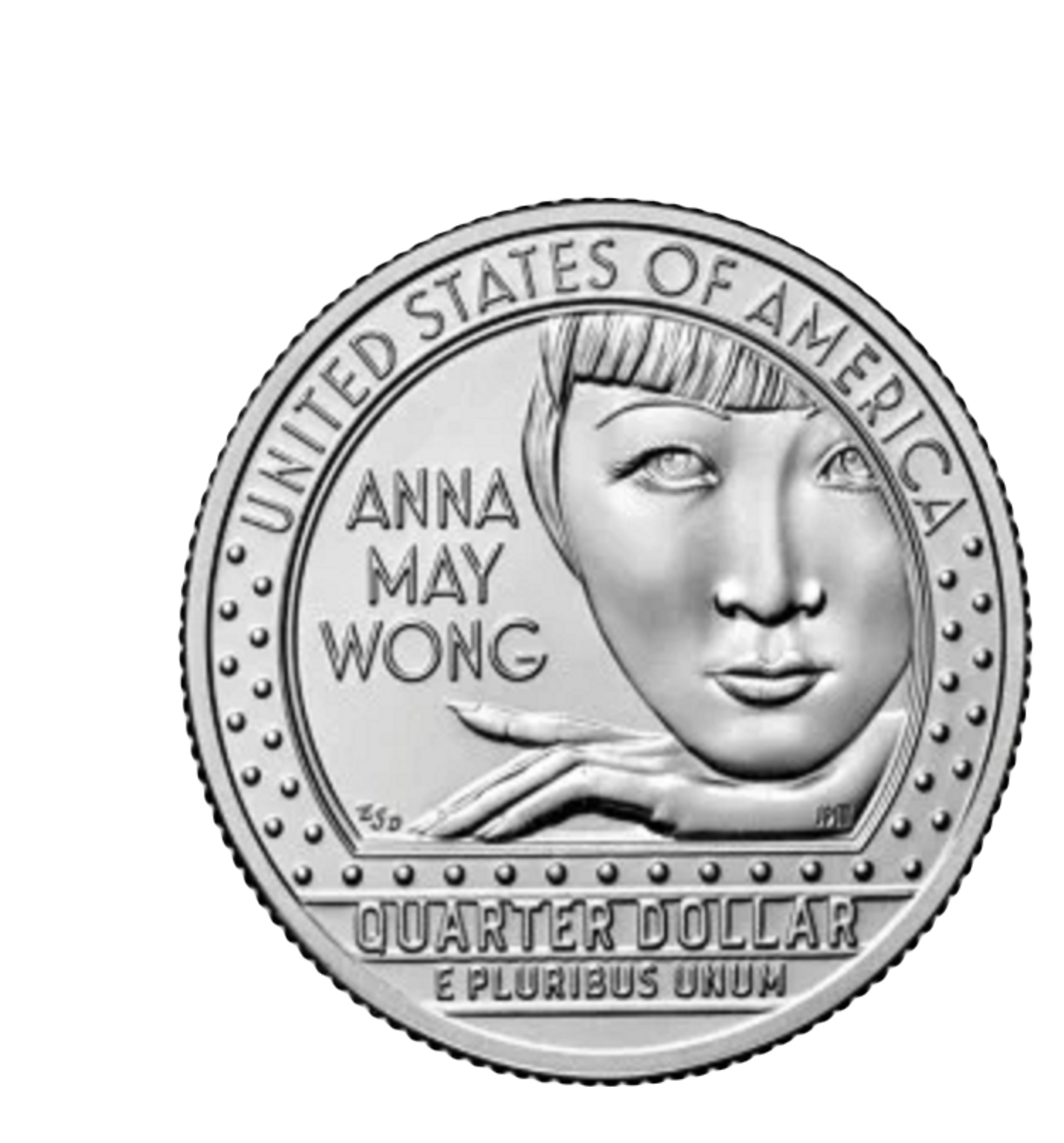 美国25美分硬币背面上黄柳霜的头像(维基百科)
