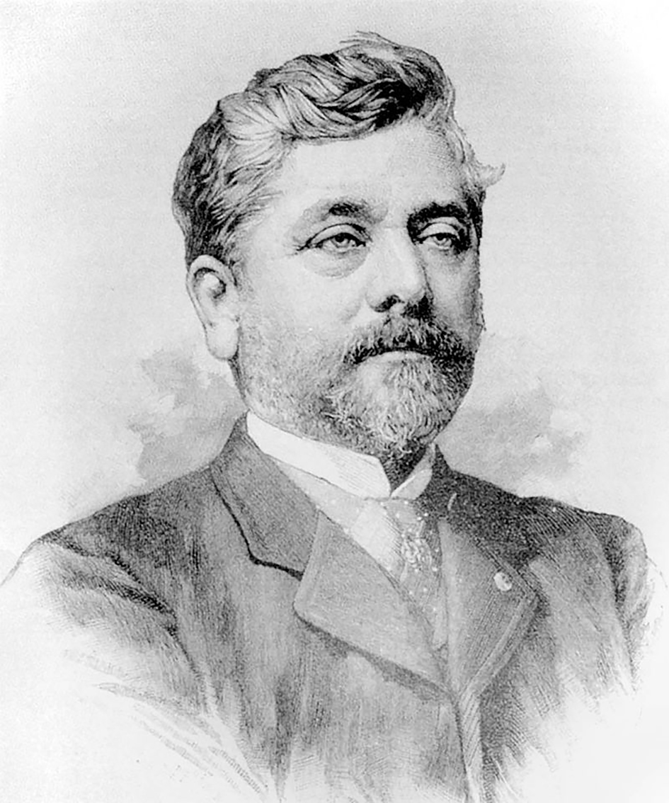 今年是埃菲尔铁塔的设计师古斯塔夫•埃菲尔(Gustave Eiffel)逝世一百周年。 左图:古斯塔夫•埃菲尔的画像(公有领域)