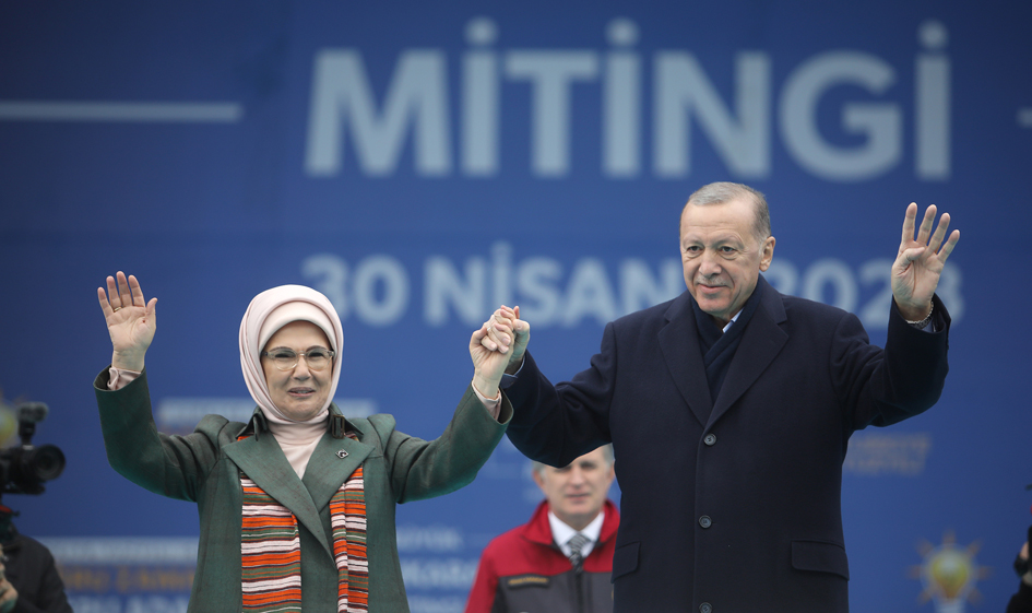 埃尔多安在安卡拉的土耳其总统竞选集会上。(Yavuz Ozden/dia miages/Getty Images)
