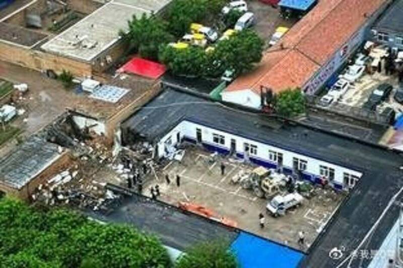 河北省廊坊市大城縣臧屯派出所爆炸事发地航拍 (图片来源:网络图片)